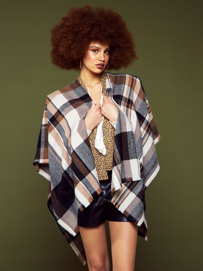 Poncho con stampa leopardata MARRONE - Kiabi