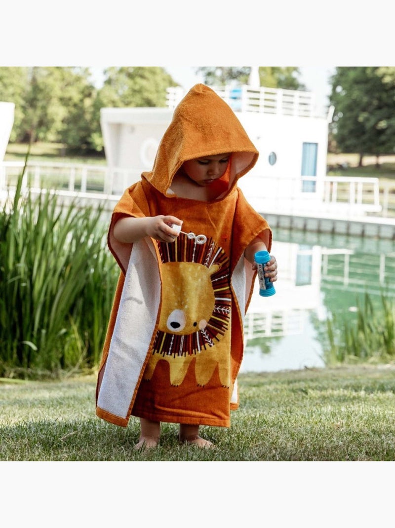 Poncho da bagno con cappuccio per bambino in cotone | Sassi Junior Arancione - Kiabi