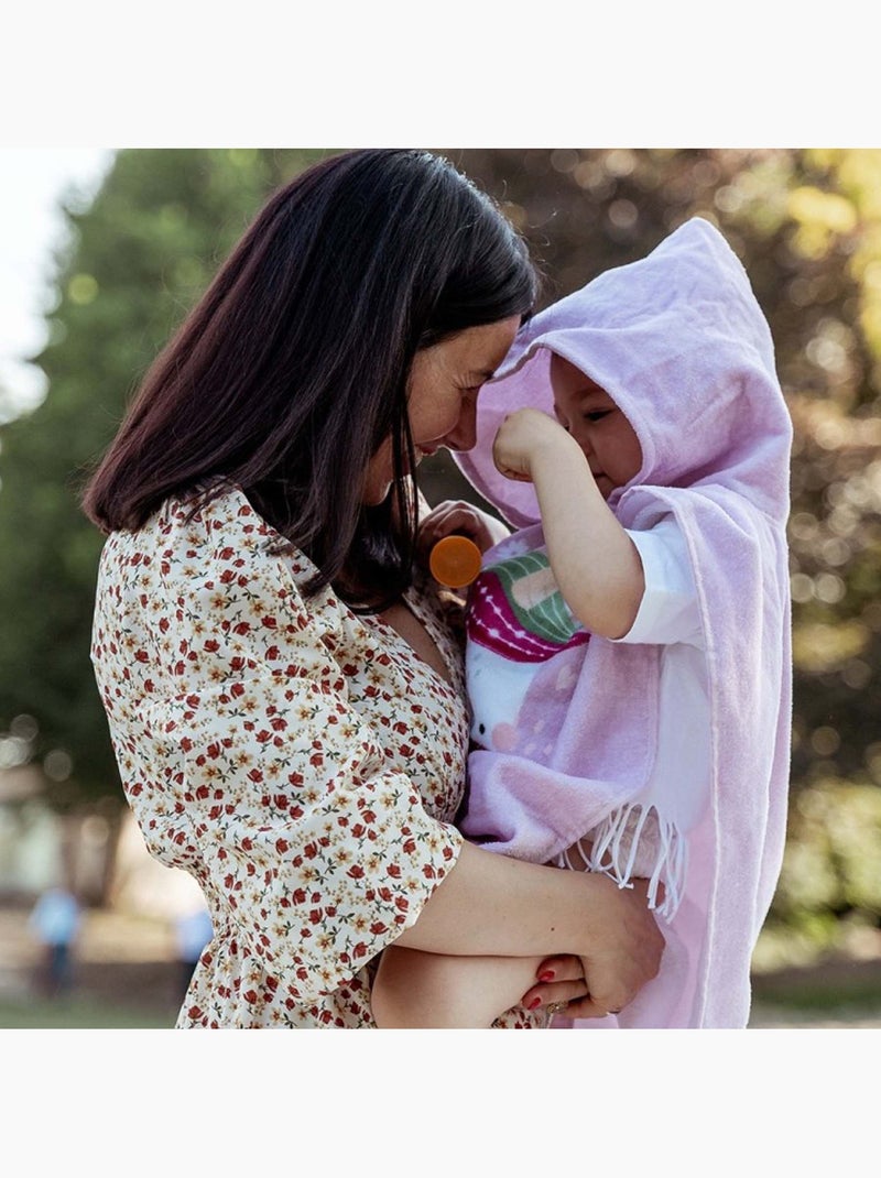 Poncho da bagno con cappuccio per bambino in cotone | sassi junior Rosa - Kiabi
