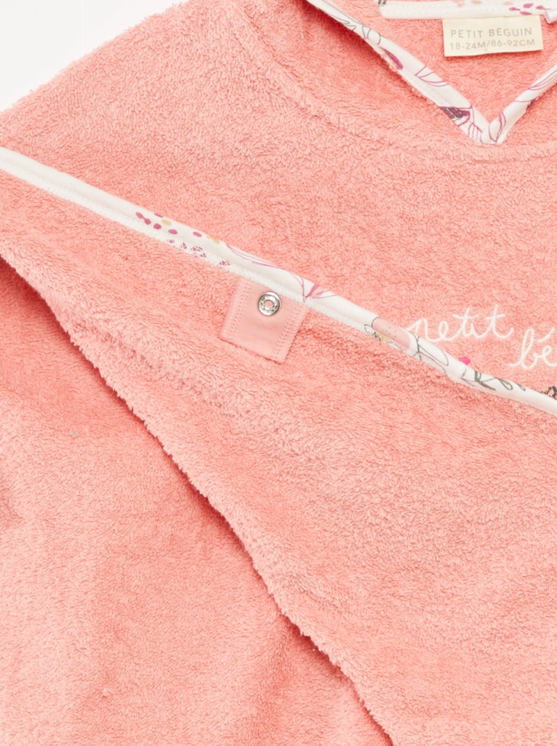 Poncho da bagno con ricami e tasca a marsupio Beige - Kiabi