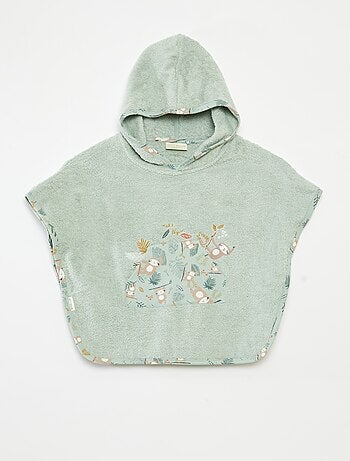 Poncho da bagno con ricami e tasche a marsupio