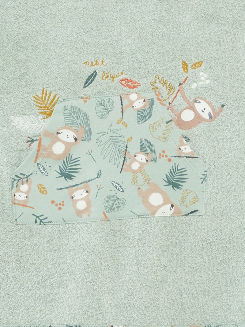 Poncho da bagno con ricami e tasche a marsupio Beige - Kiabi