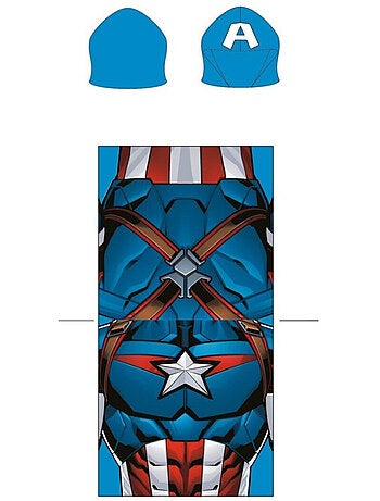 Poncho da Spiaggia Captain America Marvel 55x110cm – Cappuccio Logo A – 100% Poliestere – Licenza Uf