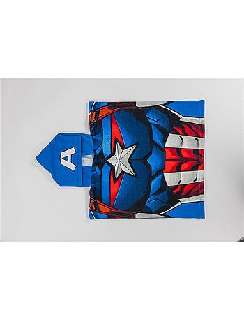 Poncho da Spiaggia Captain America Marvel 55x110cm – Cappuccio Logo A – 100% Poliestere – Licenza Uf
