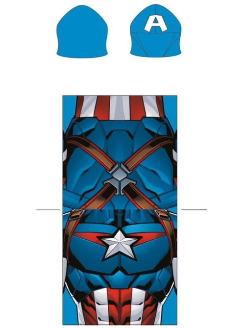 Poncho da Spiaggia Captain America Marvel 55x110cm – Cappuccio Logo A – 100% Poliestere – Licenza Uf - Kiabi