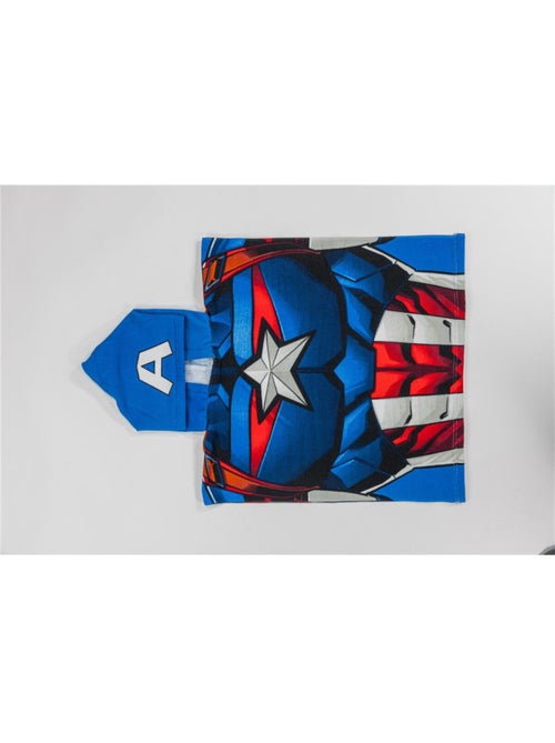 Poncho da Spiaggia Captain America Marvel 55x110cm – Cappuccio Logo A – 100% Poliestere – Licenza Uf - Kiabi