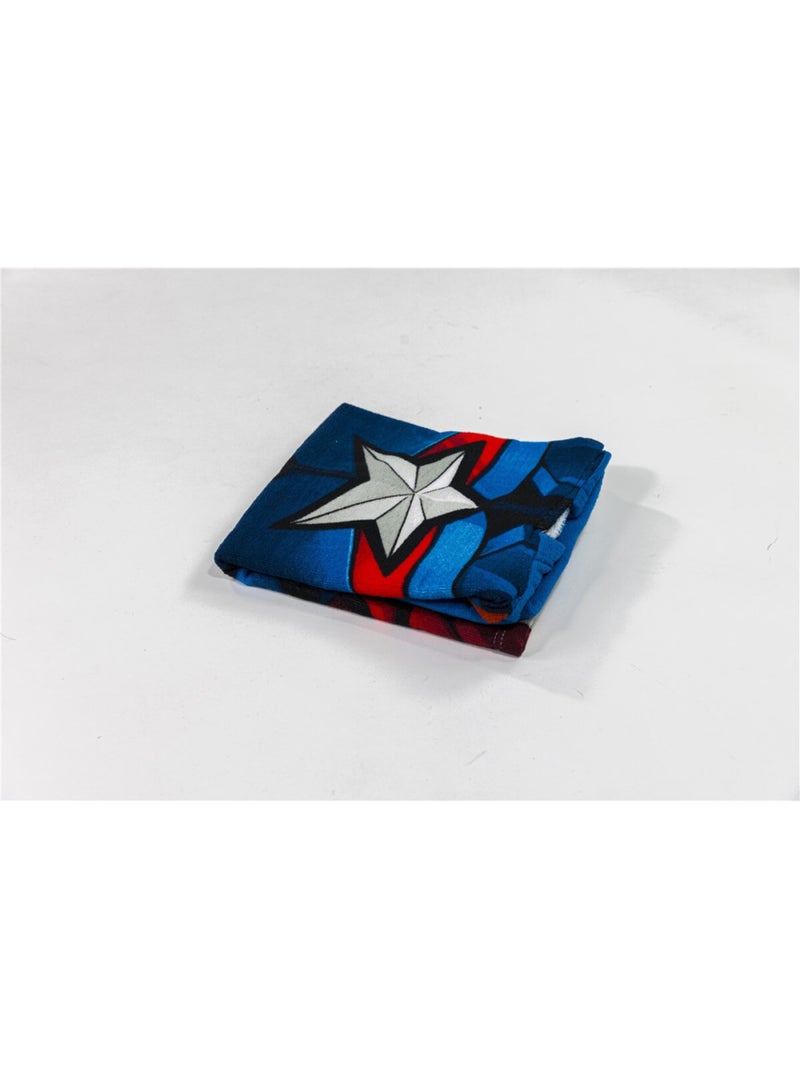 Poncho da Spiaggia Captain America Marvel 55x110cm – Cappuccio Logo A – 100% Poliestere – Licenza Uf Nero Blu - Kiabi