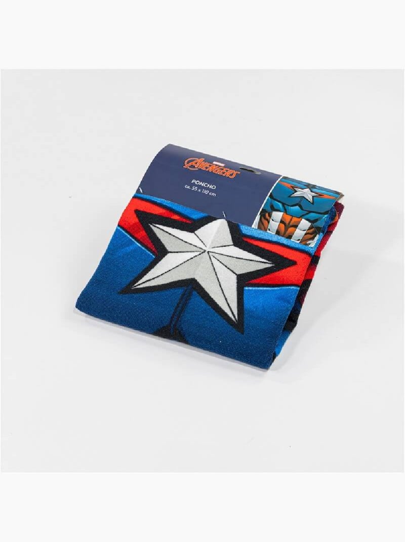Poncho da Spiaggia Captain America Marvel 55x110cm – Cappuccio Logo A – 100% Poliestere – Licenza Uf Nero Blu - Kiabi