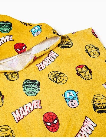 Poncho da spiaggia con cappuccio in cotone con motivo marvel