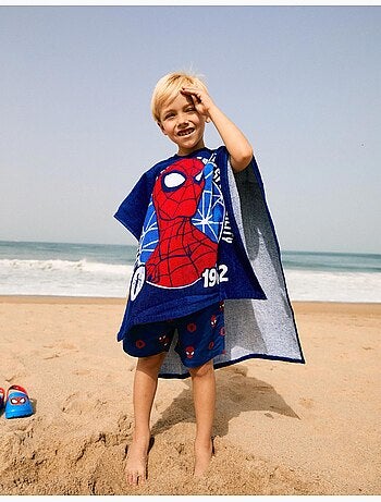 Poncho da spiaggia con cappuccio in cotone con spider-man