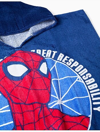 Poncho da spiaggia con cappuccio in cotone con spider-man