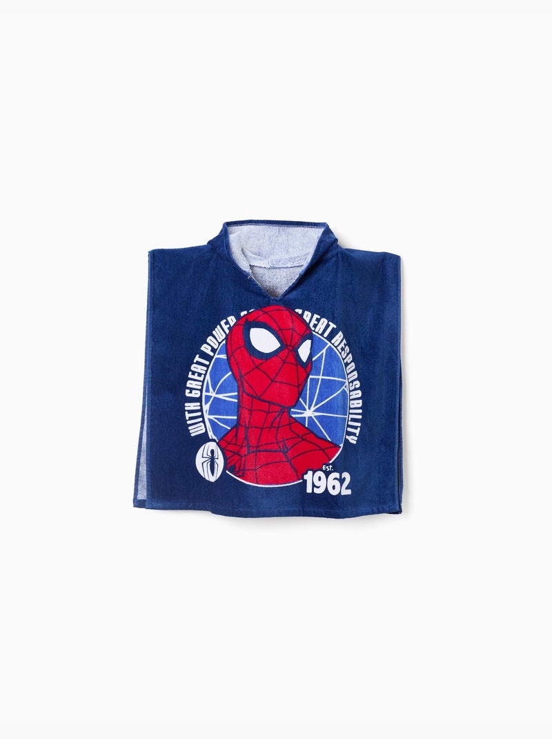 Poncho da spiaggia con cappuccio in cotone con spider-man Blu scuro - Kiabi