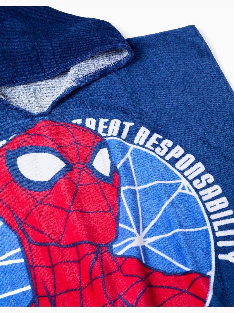 Poncho da spiaggia con cappuccio in cotone con spider-man Blu scuro - Kiabi