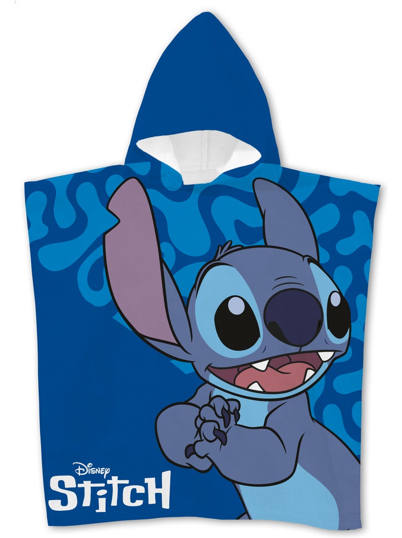 Poncho da Spiaggia Disney Stitch 55x110cm – Close-Up Blu Marino – Cappuccio – 100% Poliestere – Lice Nero Blu - Kiabi