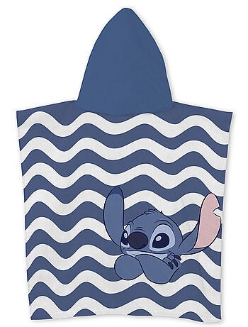 Poncho da Spiaggia Disney Stitch 55x110cm – Surf Onde Blu – Cappuccio – 100% Poliestere – Licenza Uf