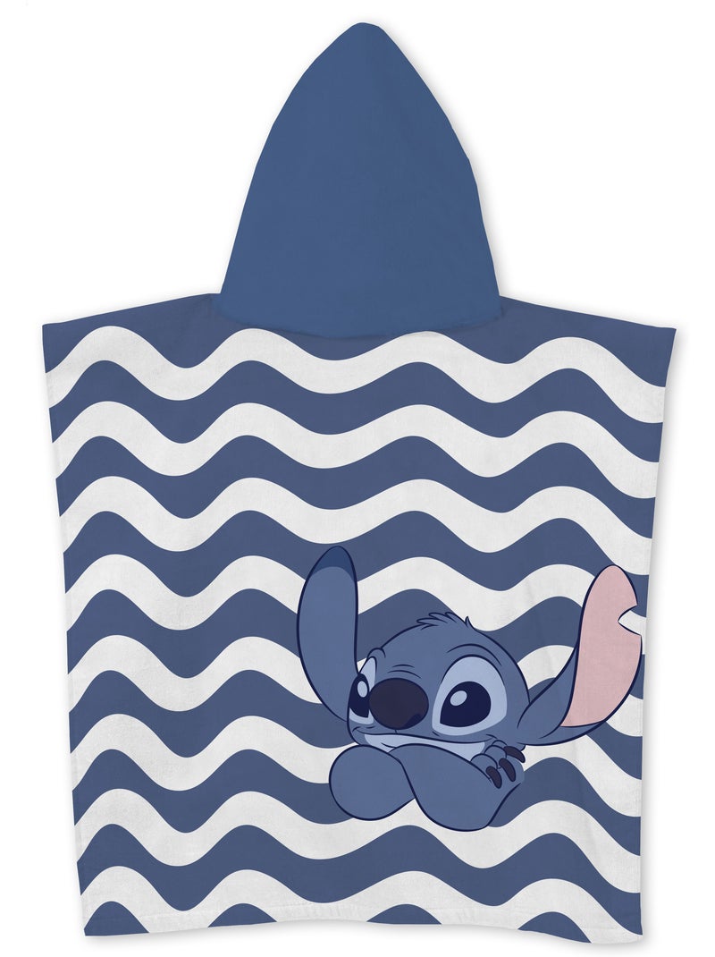 Poncho da Spiaggia Disney Stitch 55x110cm – Surf Onde Blu – Cappuccio – 100% Poliestere – Licenza Uf Nero Blu - Kiabi