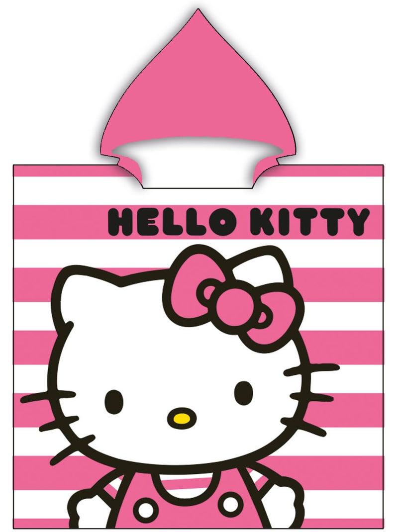 Poncho da Spiaggia Hello Kitty 60x120cm – Righe Rosa Bianco – Cappuccio Appuntito – 100% Poliestere Beige/Rosa - Kiabi