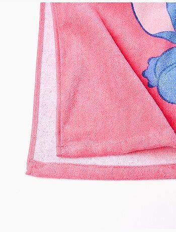Poncho da spiaggia in cotone con cappuccio e stampa Stitch