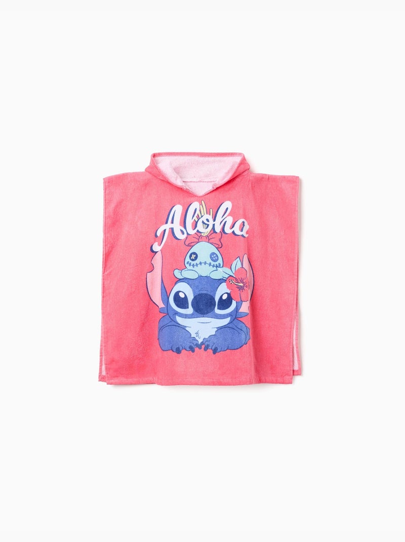 Poncho da spiaggia in cotone con cappuccio e stampa Stitch Rosa - Kiabi