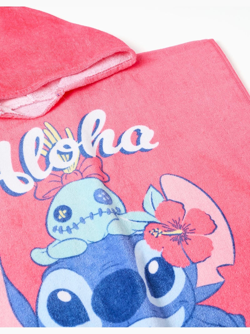 Poncho da spiaggia in cotone con cappuccio e stampa Stitch Rosa - Kiabi
