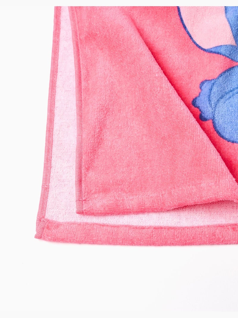 Poncho da spiaggia in cotone con cappuccio e stampa Stitch Rosa - Kiabi