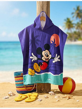 Poncho da Spiaggia Mickey Mouse Disney 55x110cm – Cappuccio con Orecchie – 100% Poliestere – Licenza