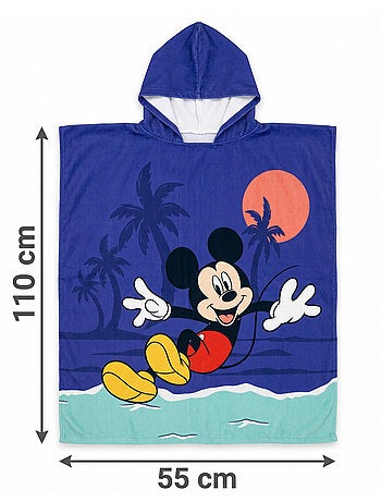 Poncho da Spiaggia Mickey Mouse Disney 55x110cm – Cappuccio con Orecchie – 100% Poliestere – Licenza