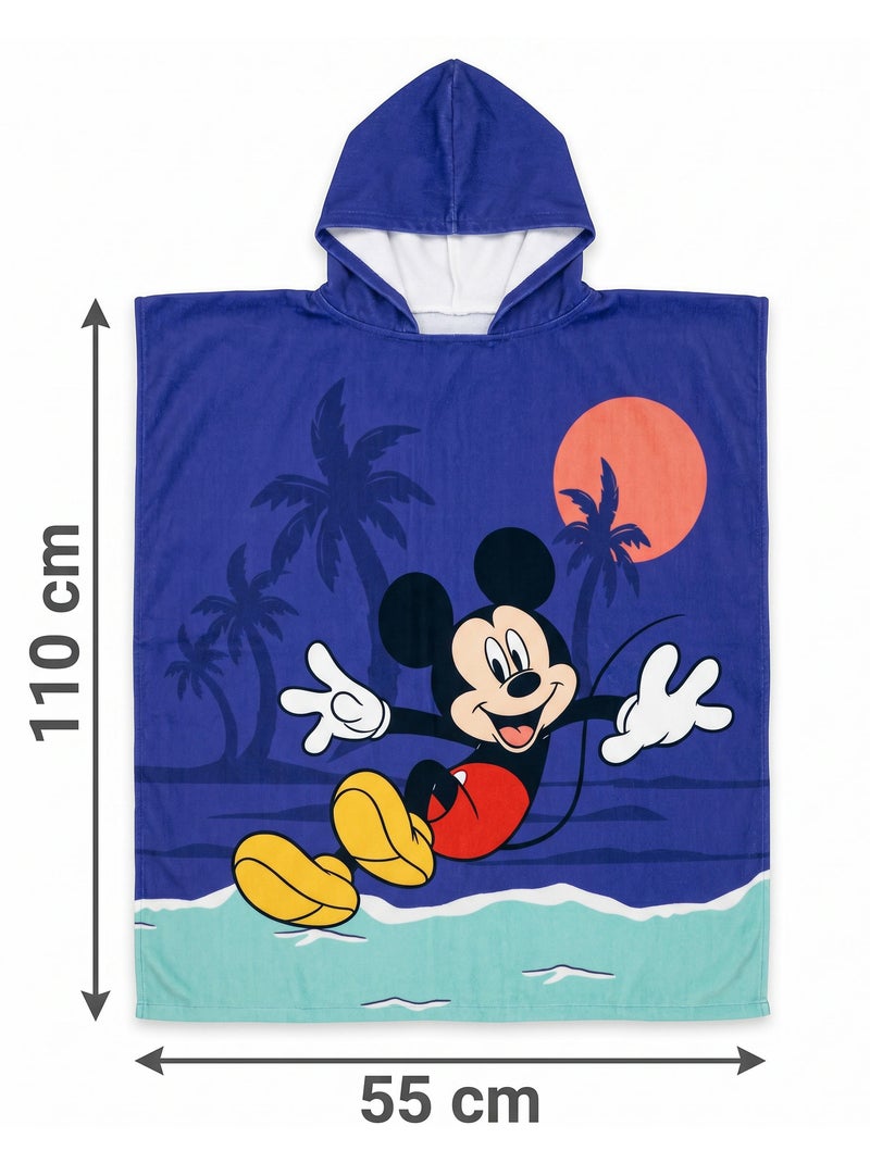 Poncho da Spiaggia Mickey Mouse Disney 55x110cm – Cappuccio con Orecchie – 100% Poliestere – Licenza Beige/Verde/Blu - Kiabi
