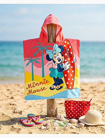 Poncho da Spiaggia Minnie Mouse Disney 55x110cm – Surf Tropicale – Cappuccio – 100% Poliestere – Lic