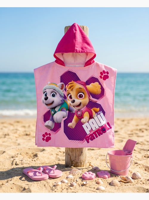 Poncho da Spiaggia PAW Patrol Skye Everest 55x110cm – Rosa Fucsia – Cappuccio Appuntito – 100% Polie - Kiabi