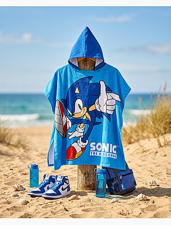 Poncho da Spiaggia Sonic the Hedgehog 55x110cm – Cappuccio Appuntito – 100% Poliestere – Licenza Uff