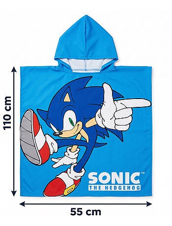 Poncho da Spiaggia Sonic the Hedgehog 55x110cm – Cappuccio Appuntito – 100% Poliestere – Licenza Uff