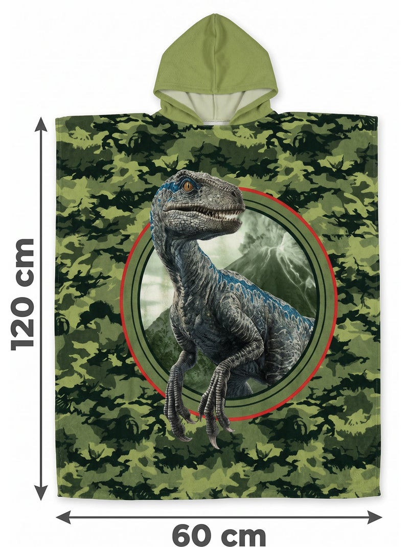 Poncho de Playa Jurassic World 60x120cm – Capucha – 100% Algodón – Licencia Oficial Beige/Verde - Kiabi