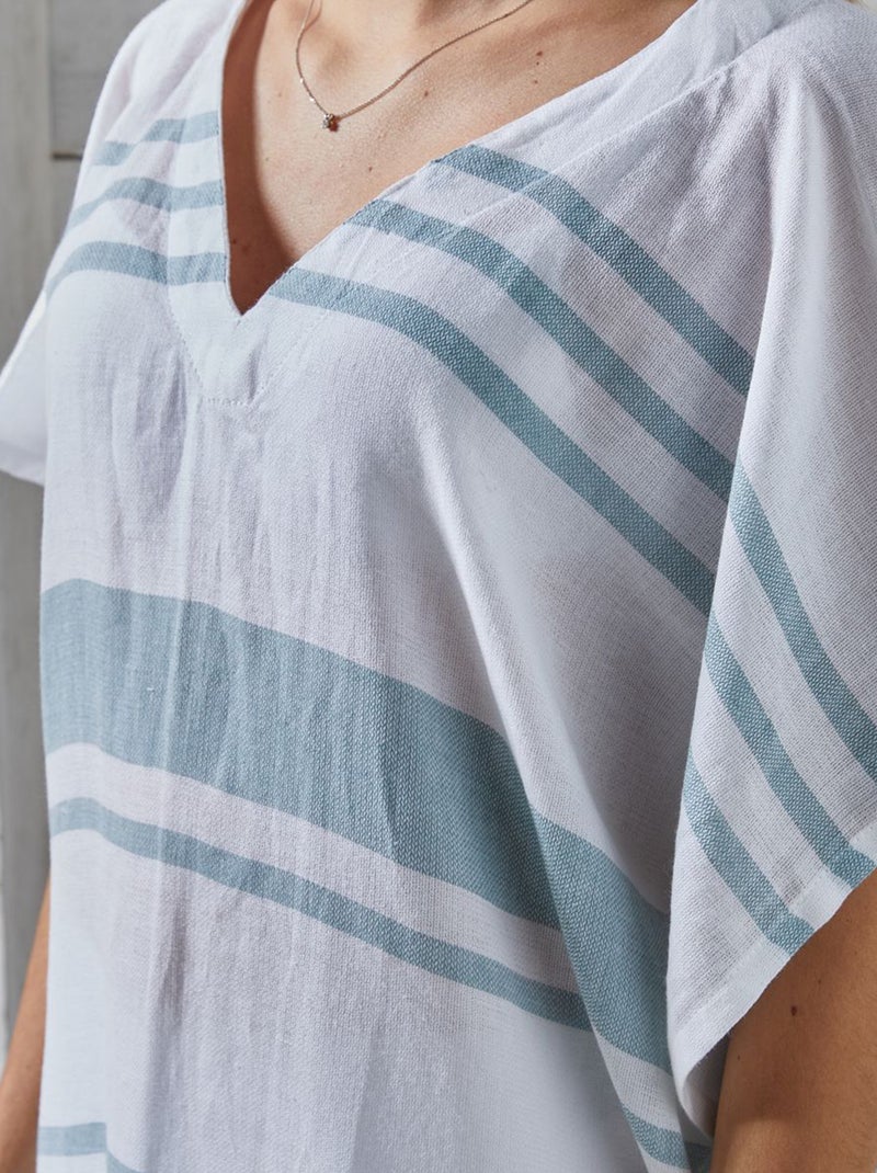 Poncho fouta con frange BLU - Kiabi