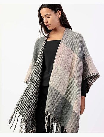 Poncho in maglia aperta bifacciale a strati alla moda da donna ADMAS