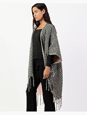 Poncho in maglia aperta bifacciale a strati alla moda da donna ADMAS