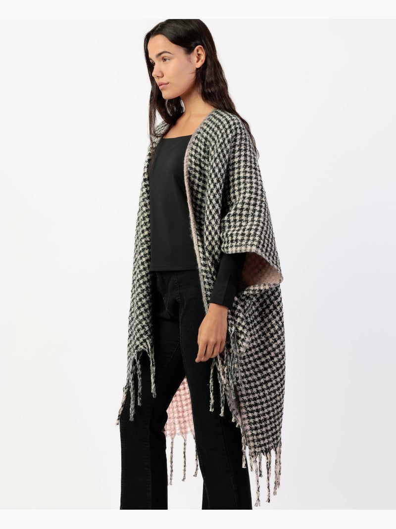 Poncho in maglia aperta bifacciale a strati alla moda da donna ADMAS Grigio - Kiabi