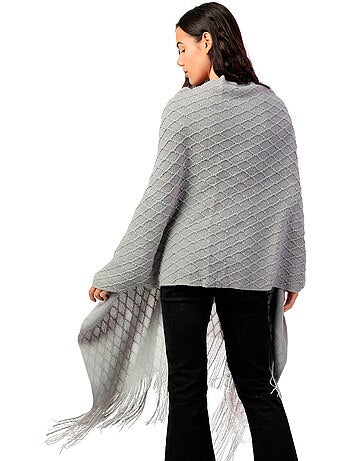 Poncho in maglia aperta da donna ADMAS con bottoni ed eleganza lavorata a maglia