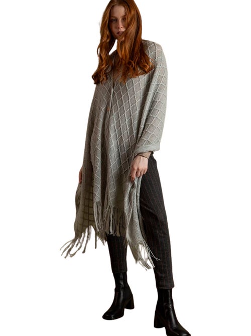 Poncho in maglia aperta da donna ADMAS con bottoni ed eleganza lavorata a maglia - Kiabi