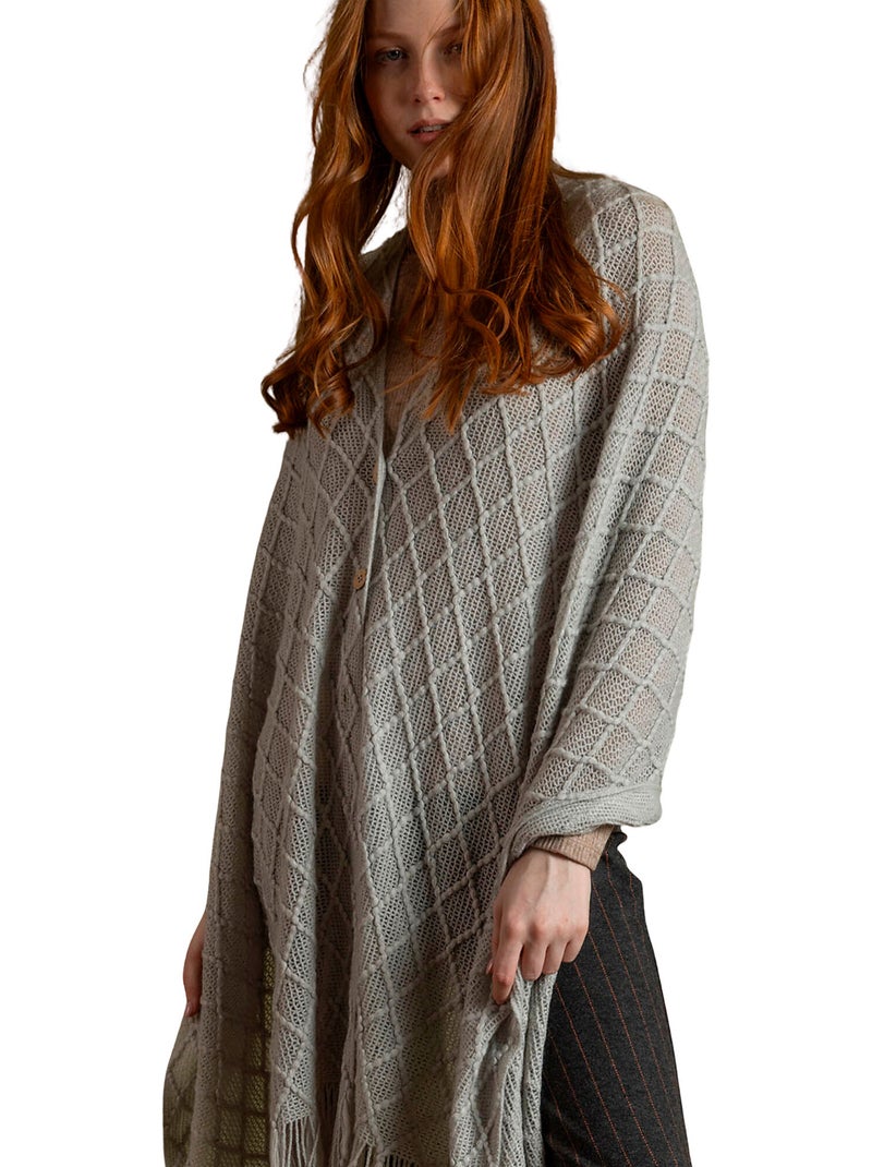 Poncho in maglia aperta da donna ADMAS con bottoni ed eleganza lavorata a maglia Grigio - Kiabi