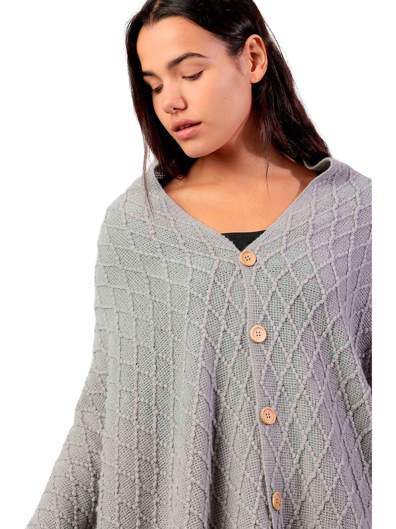 Poncho in maglia aperta da donna ADMAS con bottoni ed eleganza lavorata a maglia Grigio - Kiabi