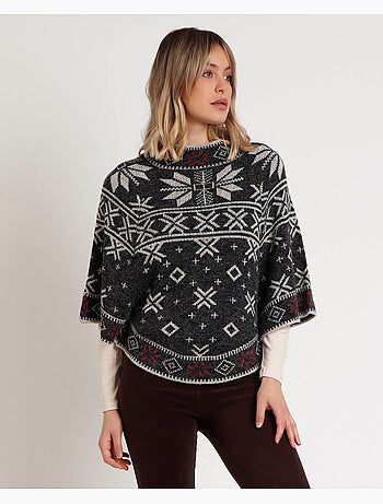 Poncho in maglia con bordo innevato ADMAS da donna