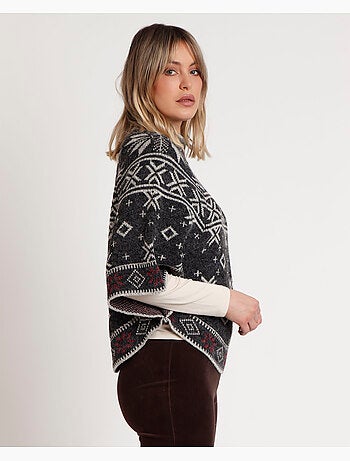 Poncho in maglia con bordo innevato ADMAS da donna