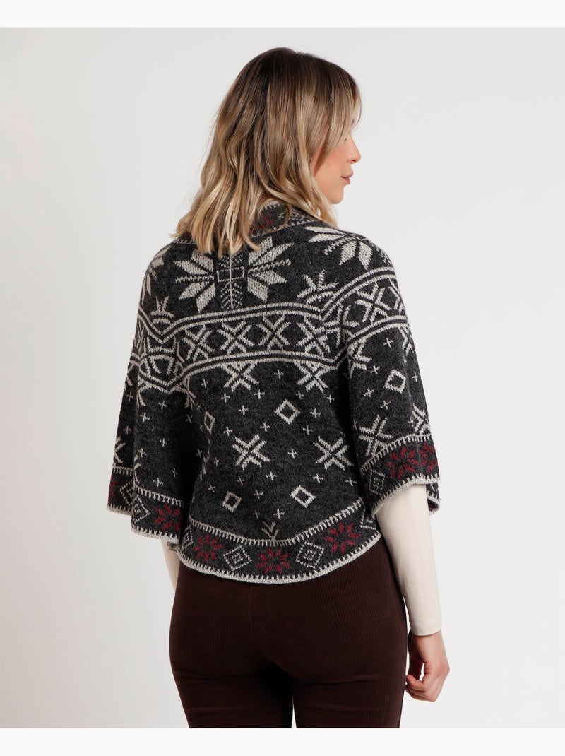 Poncho in maglia con bordo innevato ADMAS da donna Grigio - Kiabi
