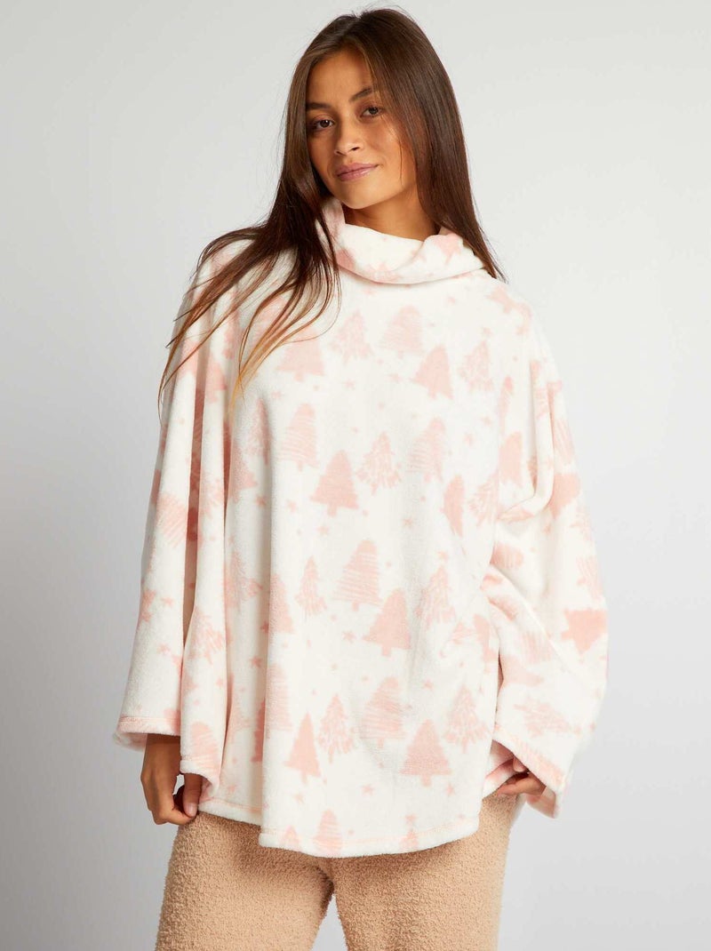 Poncho in pile - rosa/bianco - Kiabi