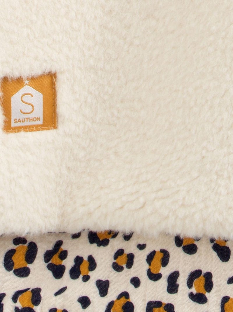 Poncho in sherpa con interno in garza di cotone leopardata per - SAUTHON Ecru - Kiabi