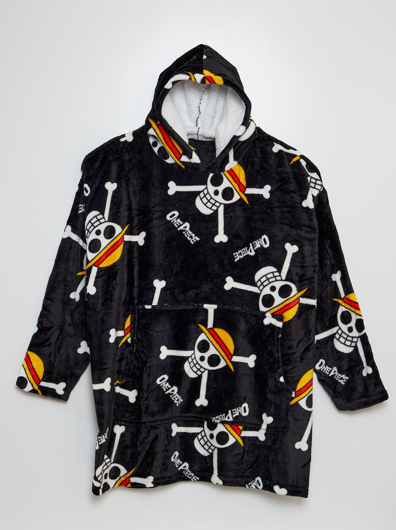 Poncho plaid 'One Piece' nero - Kiabi