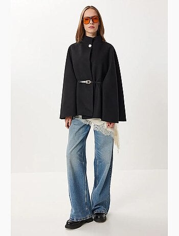 Poncho testurizzato con cintura istanbul