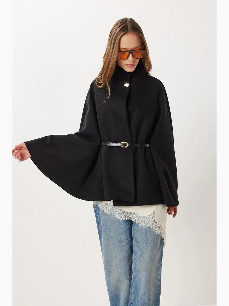 Poncho testurizzato con cintura istanbul Nero - Kiabi