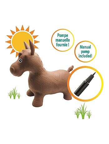 Poney gonfiabile con tuta in peluche